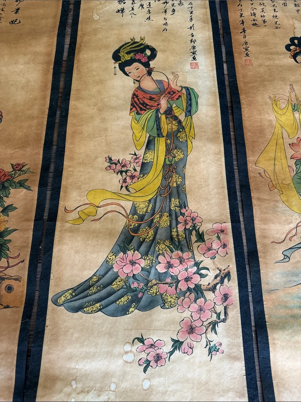 4-Piece Large Chinese Classic Wall Paper Scroll Art For Room Decor